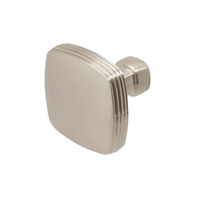 Image of Decoranddecor Zinnia Rounded Square Cupboard Door Knobs for Cupboards, Handles Knobs, Small Drawer Kitchen 35mm Solid Zinc, Satin Nickel