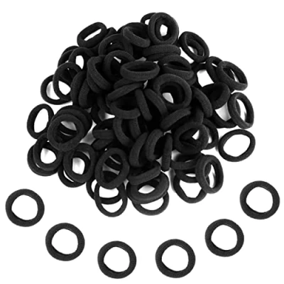 Image of Baby Hair Bands Kids Toddler, 100 Pieces Black Soft Small Tiny Elastic Ties Rubber Ponytail Holders for Girls