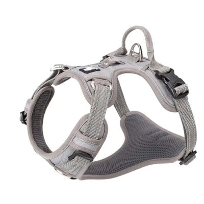 Image of Dog Harness No Pull Adjustable Reflective Step in Soft Nylon For Small Large Pet TLH56512(S, Gray)