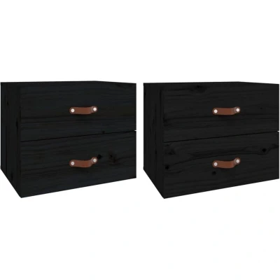 Image of vidaXL Wall mounted Bedside Cabinets 2 pcs Black 50x36x40 cm