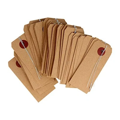 Image of Artemio 50 Kraft Paper Labels with Wire, Brown, 4 x 9 cm