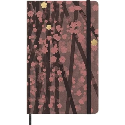 Image of Moleskine Limited Edition Notebook, Sakura Notebook with Themed Graphics, Ruled Layout and Fabric Hard Cover, Size Large 13x21cm, 240 pages