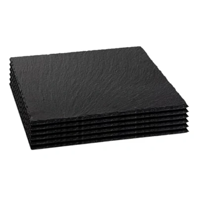 Image of 6x 33cm Square Slate Placemats By Argon Tableware