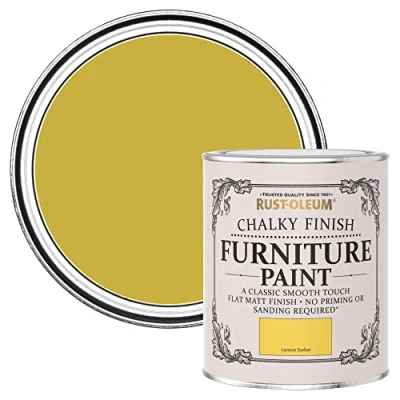 Image of Rust Oleum Yellow Upcycled Furniture Paint in Chalky Finish Lemon Sorbet 750ml