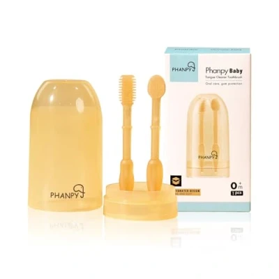 Image of Phanpy Baby Toothbrush+Finger Toothbrush, Silicone Tongue Cleaner Newborn, Infant Toothbrush 0 6 Months and to 12 Months, First Oral (Pink Fairy)