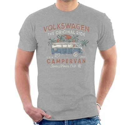 Image of Volkswagen The Original Ride Campervan Men&#039;s T Shirt Heather Grey