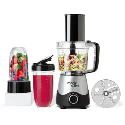 Image of nutribullet magic bullet Kitchen Express All in one Food Processor &amp; Blender 830ml Capacity Precise Control Blend, Chop, Mix Slice Ideal for Smoothies Healthy Meal Preparation 250W