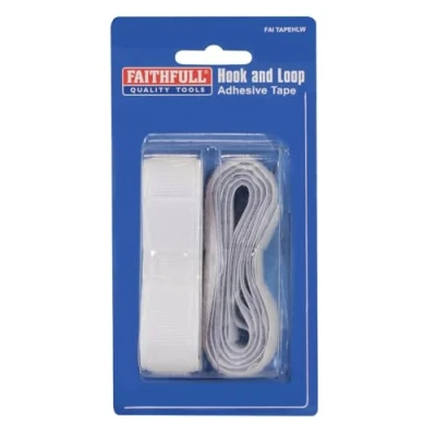 Image of Faithfull TAPEHLW 20mm x 1m Hook and Loop Self Adhesive Tape White