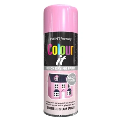 Image of AlezyB 2 x Bubblegum Pink 400ml All Purpose Spray Paint Use on Metal, Wood, Plastic and Multipurpose Aerosol Professional Quality Perfect Finish, for Interior Exterior Excellent Coverage
