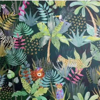 Image of WPE® Arthouse Hidden Jungle Multi Wallpaper Exotic Animals &amp; Lush Foliage Design, Vibrant Tropical for Living Room, Bedroom Home Décor