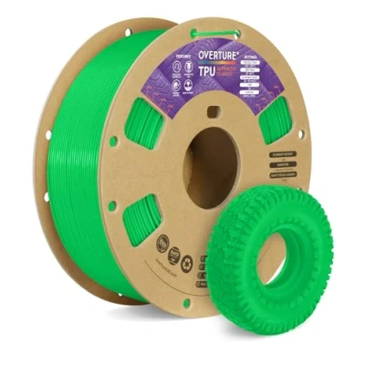 Image of OVERTURE TPU Filament 1.75mm Flexible Roll, 95A Soft 3D Printer Filament, 1kg Spool (2.2 lbs), Dimensional Accuracy +/ 0.02 mm (TPU Neon Green)
