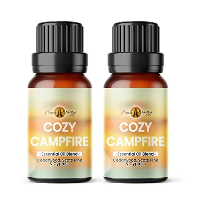 Image of Cozy Campfire Essential Oil Blend 20ml (2 x 10ml Bottles) Contains Cedarwood, Scots Pine &amp; Cypress 100% Pure Natural