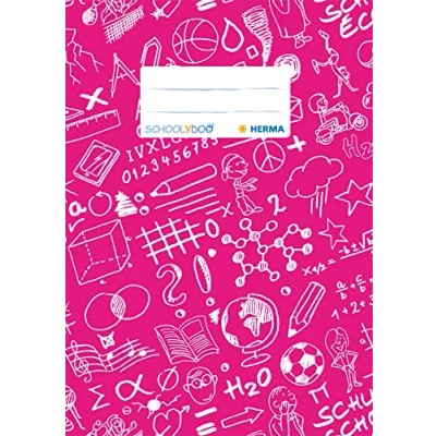 Image of HERMA Schoolydoo 19420 Notebook Covers A5 Pink, Pack of 10, with Label Made Durable and Wipe Clean Polypropylene Film, Cover Set for School Notebooks, Coloured