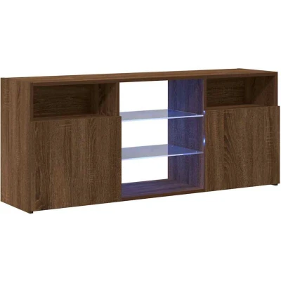 Image of vidaXL TV Cabinet with LED Lights Brown Oak 120x30x50 cm