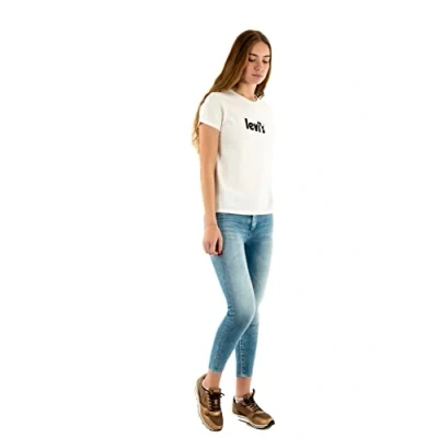 Image of Levi&#039;s Women&#039;s The Perfect Tee Poster Logo T Shirt, Sugar Swizzle, XS