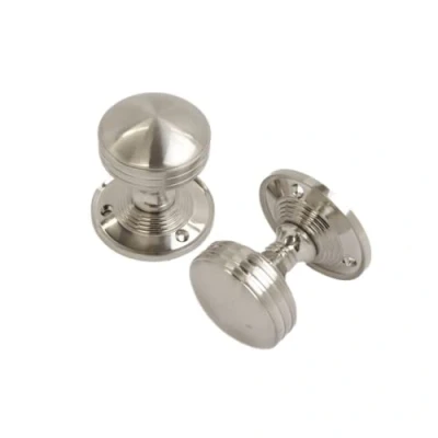 Image of VIBE Ribbed Mortice Knob on Satin Chrome Door Handle for Internal Doors
