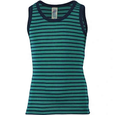 Image of Children&#039;s Vest, Virgin Wool and Silk (5 7 Years EU 128, Kingfisher/Navy)