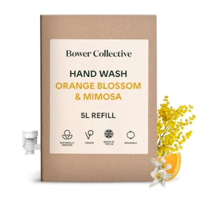 Image of Bower Collective Antibacterial Liquid Hand Soap Refill Moisturising Natural Wash for Sensitive Hands Orange Blossom &amp; Mimosa, 5L