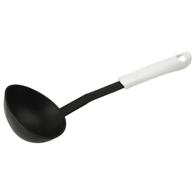Image of Fackelmann ARCADALINA Soup Ladle, Stirring &amp; Serving Spoon, Cooking Anti Scratch, Non Stick, Heat Resistant, Dishwasher Safe, Black White, 30x9.5x6cm