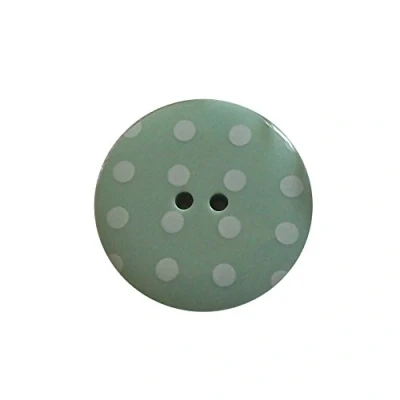 Image of Round Plastic Polka Dot Spot 2 Hole Buttons Pack of 5 (17mm, Sage Green with White)
