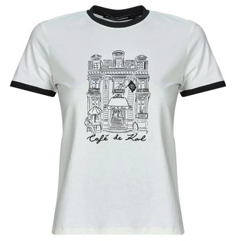 Image of KARL Lagerfeld Fitted Print Tshirt, Women&#039;s, Size: Small, Cannoli cream