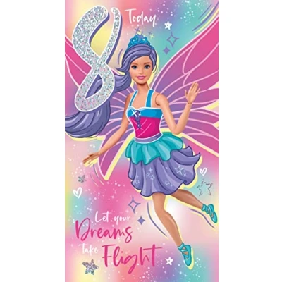 Image of Danilo Promotions Limited Barbie Age 8 Birthday Card, Official Happy Card,Multi,9 x 5 inch