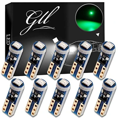 Image of GLL 10pcs Green T5 LED Bulbs 74 70 37 17 2721 3528 5mm 1 3030 SMD for Car Interior Speedometer Dashboard Instrument Gauge Cluster Indicator Light Panel Dash Lamp