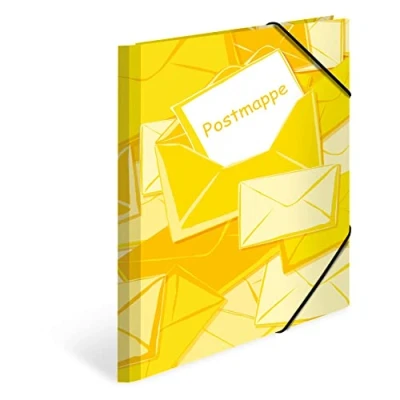 Image of HERMA Postfolders A4 Yellow Set, 3 Pieces, Children&#039;s juris folders Made of Cardboard, Collection with Motif, Elastic Band, Inner Flaps and Print for Boys Girls