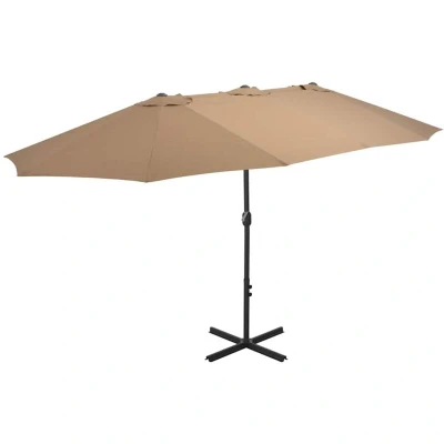 Image of vidaXL Garden Parasol with Aluminium Pole 460x270 cm Taupe