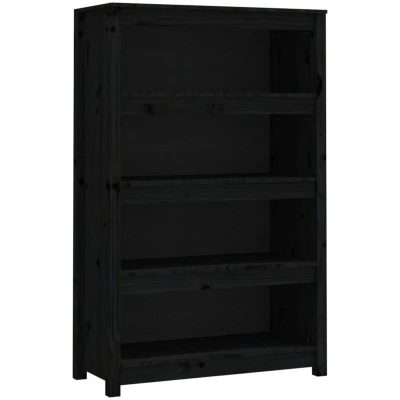 Image of vidaXL Book Cabinet Black 80x35x126 cm Solid Wood Pine