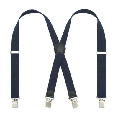 Image of KANGDAI Mens Braces with Very Strong Metal Clips X Style Wide 3.5 cm One Size Heavy Duty Adjustable Suspenders Trouser Salopette Upgrade Protection Clip