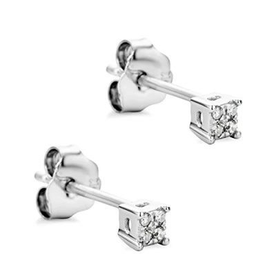 Image of Orovi Diamond stud Earrings for Women Solid 9k /375 White Gold Natural Hypoallergenic