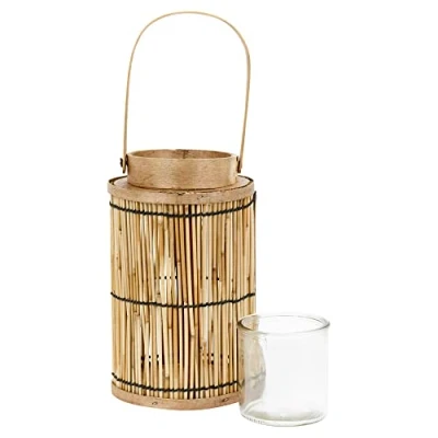 Image of Wooden Bamboo Hanging Lantern Decorative Candle Tea Light Lamp Holder Decoration
