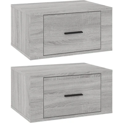 Image of vidaXL Wall mounted Bedside Cabinets 2 pcs Grey Sonoma 50x36x25 cm