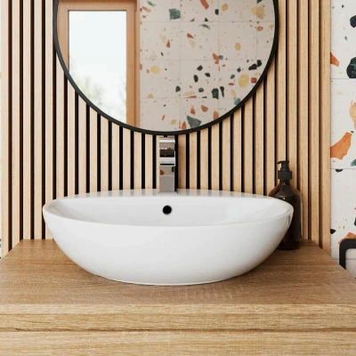 Image of Affine Oval Countertop Basin White 550 x 420mm