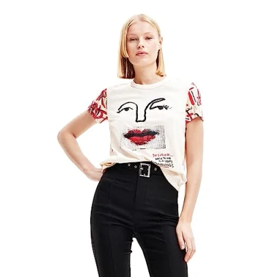 Image of Desigual Women&#039;s Ts_cara T Shirt, White, XL