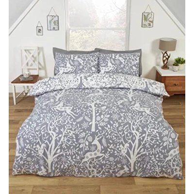 Image of Rapport Home Tatton Festive Duvet Cover Set, Polycotton, Grey, Double