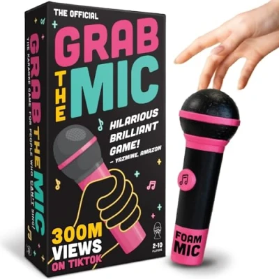 Image of Lucky Egg Grab The Mic Family Karaoke Game 8+ Year Olds, 2 10 Players Board for Bad Singers 250 Lyric Cards Fun Hilarious Games Night, Birthday Party, Kids Gift