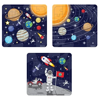 Image of Anilas Complete Space Themed 10 Party Bags, Fillers &amp; Favours Assorted Mini Jigsaw Puzzles. (Ideal for Children Aged 3 8)
