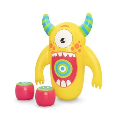 Image of Bestway Monster Knock Out Bop Bag Kids Boxing Set with Inflatable Gloves, Bounce Back Punching Toy 1.20 m,Yellow,99 x 51 120 cm