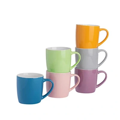 Image of 6x Multi 350ml Coloured Coffee Mugs By Argon Tableware