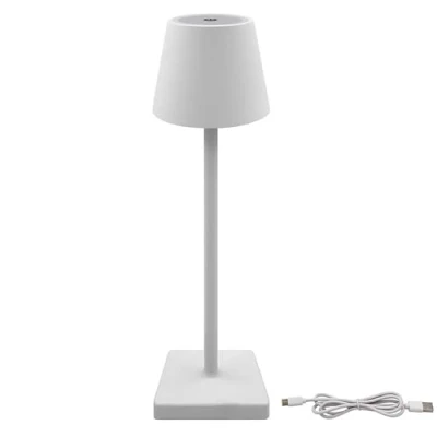 Image of L &amp; P Home Gifts Lesser Pavey White Rechargeable Touch Lamp Gift for Women Men Bedside Nightstand Table Battery Powered Control Night Lights
