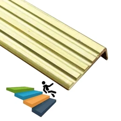 Image of CMYUN Indoor Outdoor Stair Edge Protector Brass, Safety Step Treads Nosing Trim, L Shaped Edging Trim Guard, Transition Strip Customizable(30x10mm(1.18&quot;x0.39&quot;))