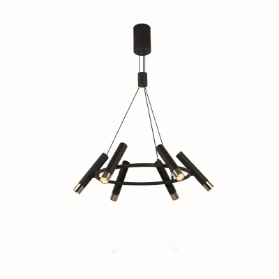 Image of Cylinder 6 Light Celling Pendant Black &amp; Gold Metal