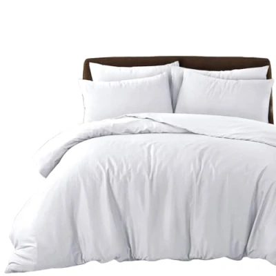 Image of Bronwen Mathews White Super King Duvet Set Soft Microfibre SuperKing Quilt Cover with 2 Pillowcases,Easy Care Wrinkle Free Bedding of 3 Pcs(White, King)