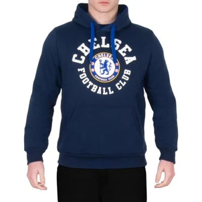 Image of Chelsea FC Official Football Gift Mens Fleece Hoody Navy Blue Large