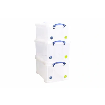 Image of Really Useful Products, Plastic Storage Box 48 Litre Clear (Pack Of 3)