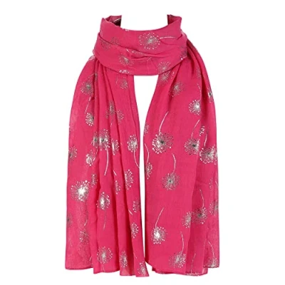 Image of Dandelion Celebrity Designer Scarf Women Shawl Wrap By London Scarfs (Dandelion Hot Pink)