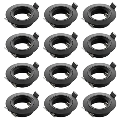 Image of SEBSON 12x Downlights for Ceiling Recessed, Mounting Hole ø65mm, Frame Aluminium Matt Black, ø80x24mm LED Spot Lights with GU10 Lamp Holder
