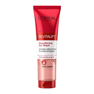 Image of L&#039;Oreal Paris 3.5% Glycolic Acid Cleanser, Revitalift Resurfacing Gel Wash, Gently Exfoliates To Smooth &amp; Brighten Skin 150ml